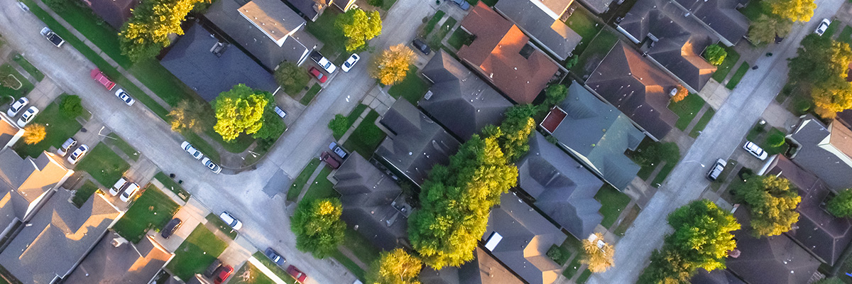 Bridging Finance Explained: More Than Just a Stopgap. Overhead picture of a residential housing estate.